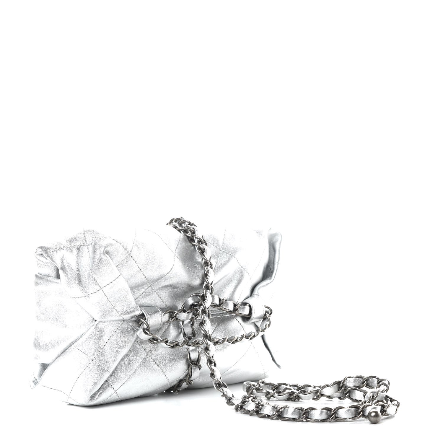 Chanel Metallic Calfskin Quilted Baluchon Silver 3 of 12