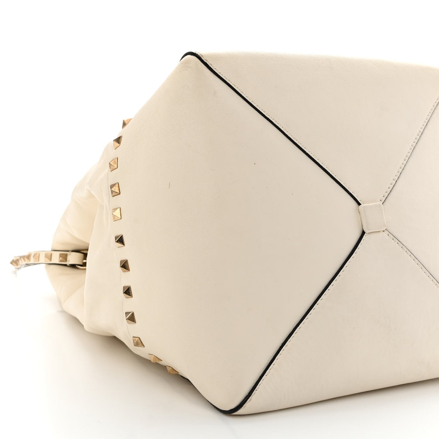 Vitello Rockstud All Over New Dome Bucket Tote Ivory