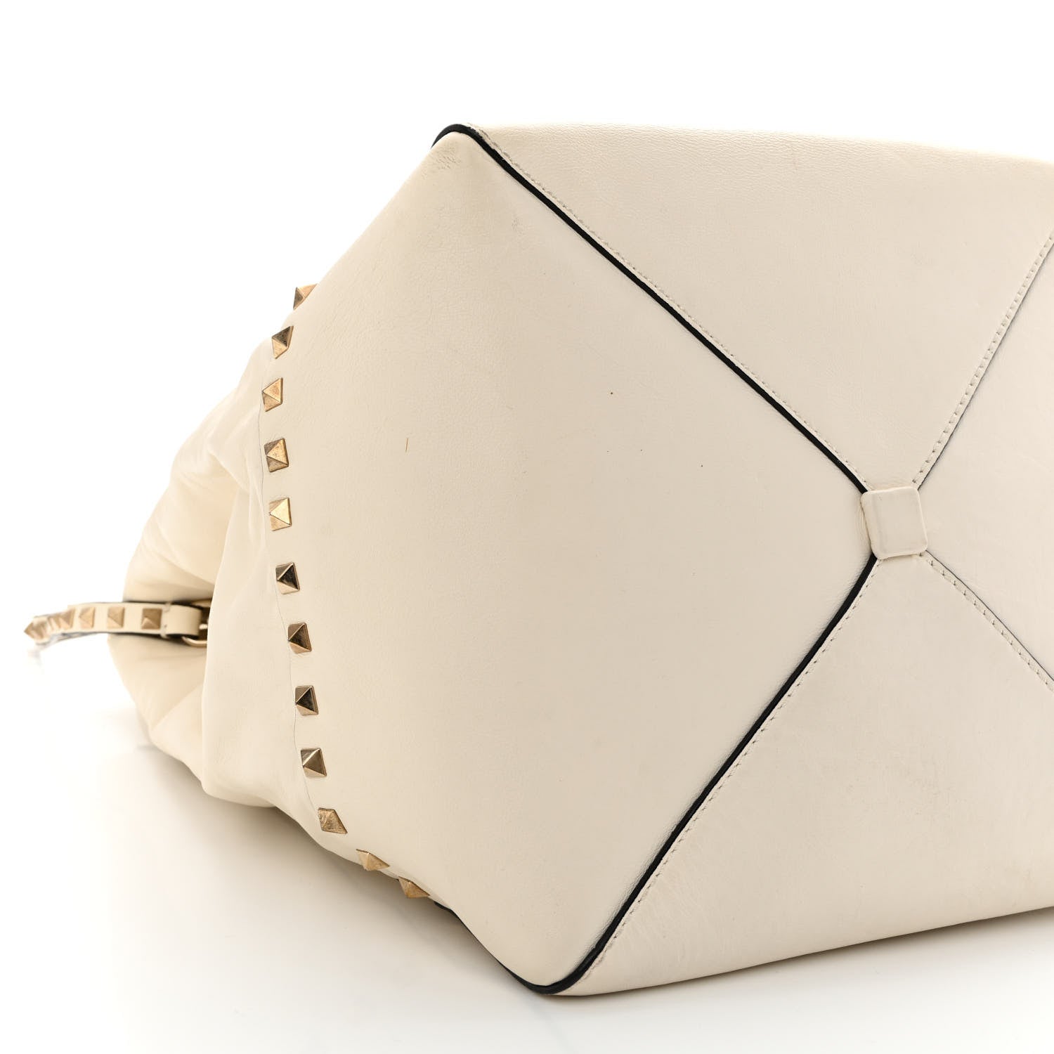Valentino Garavani Vitello Rockstud All Over New Dome Bucket Tote Ivory 11 of 18