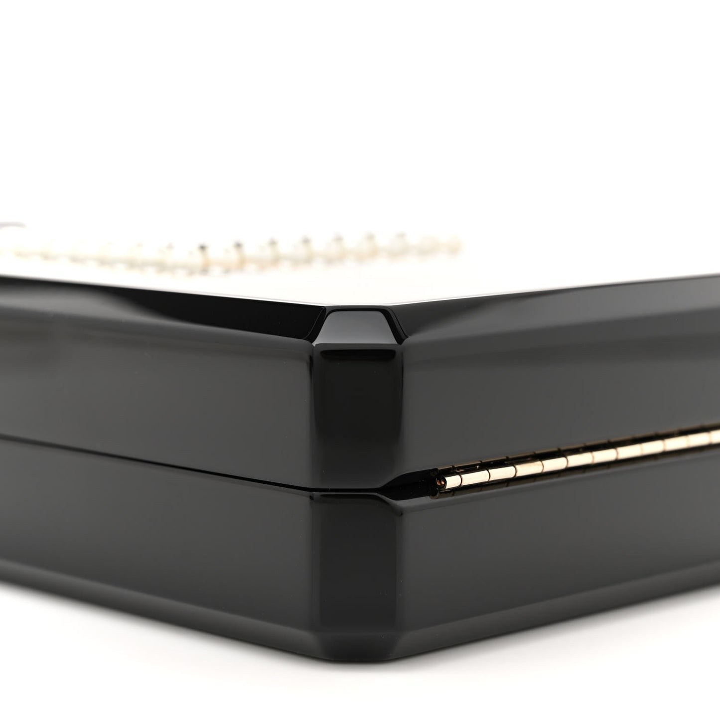Plexiglass Perfume Bottle Clutch Black Gold
