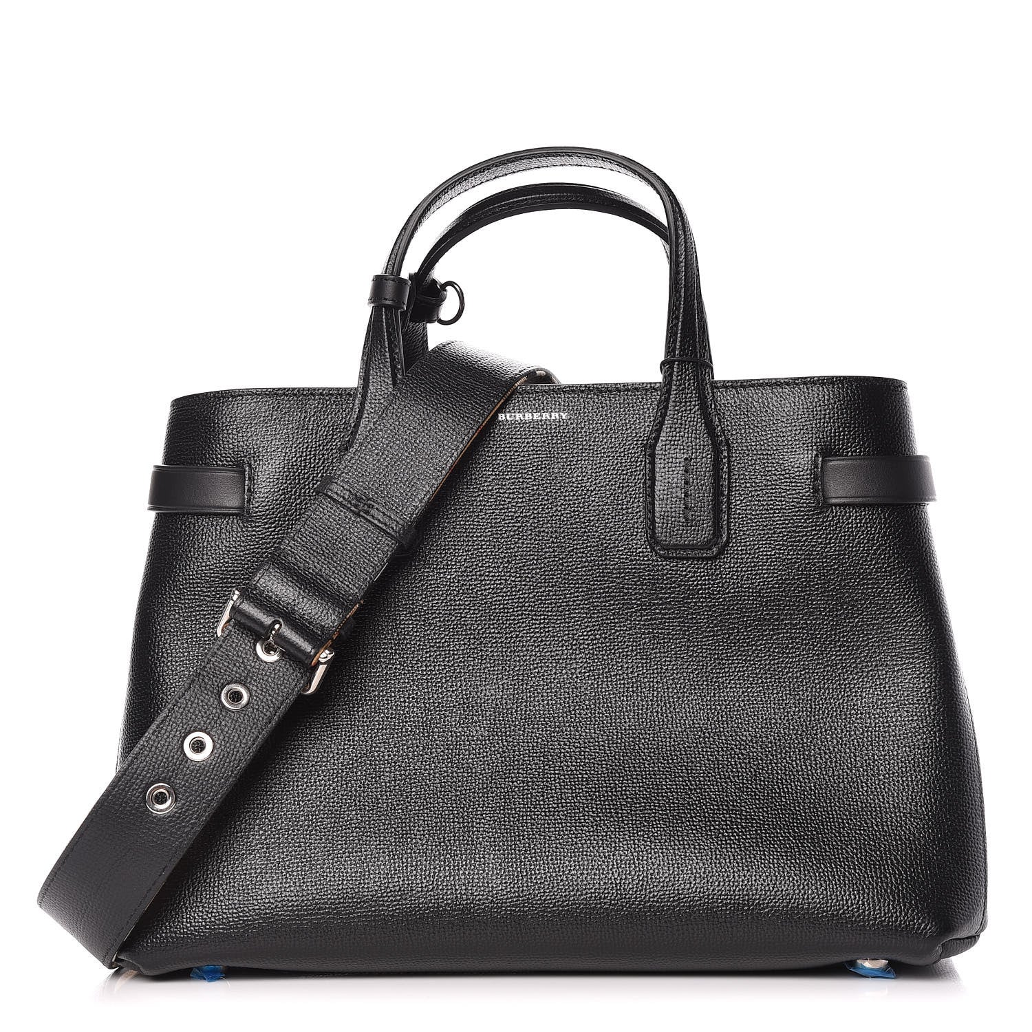 Burberry Derby Calfskin Medium Banner Tote Black 1 of 12
