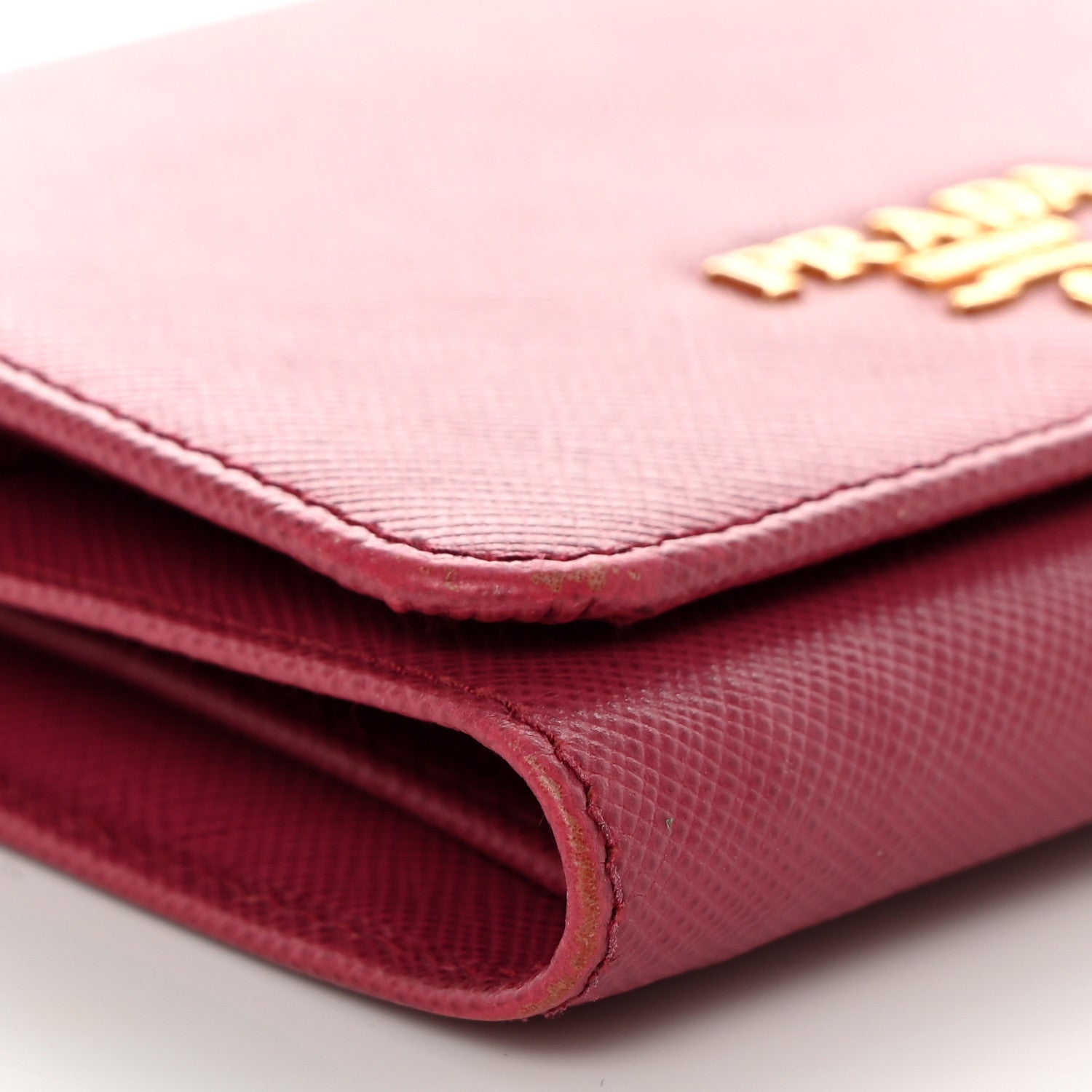 Prada Saffiano Metal French Flap Compact Wallet Peonia 9 of 12