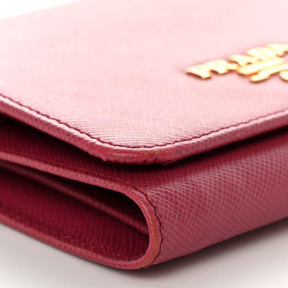 Prada Saffiano Metal French Flap Compact Wallet Peonia 9 of 12