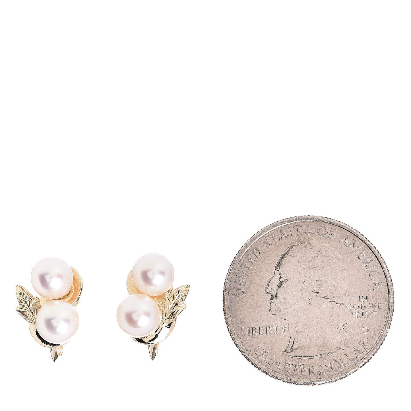 14K Yellow Gold Akoya Pearl Leaf Screw-Back Earrings