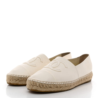 Chanel Lambskin CC Espadrilles 37 White 3 of 9