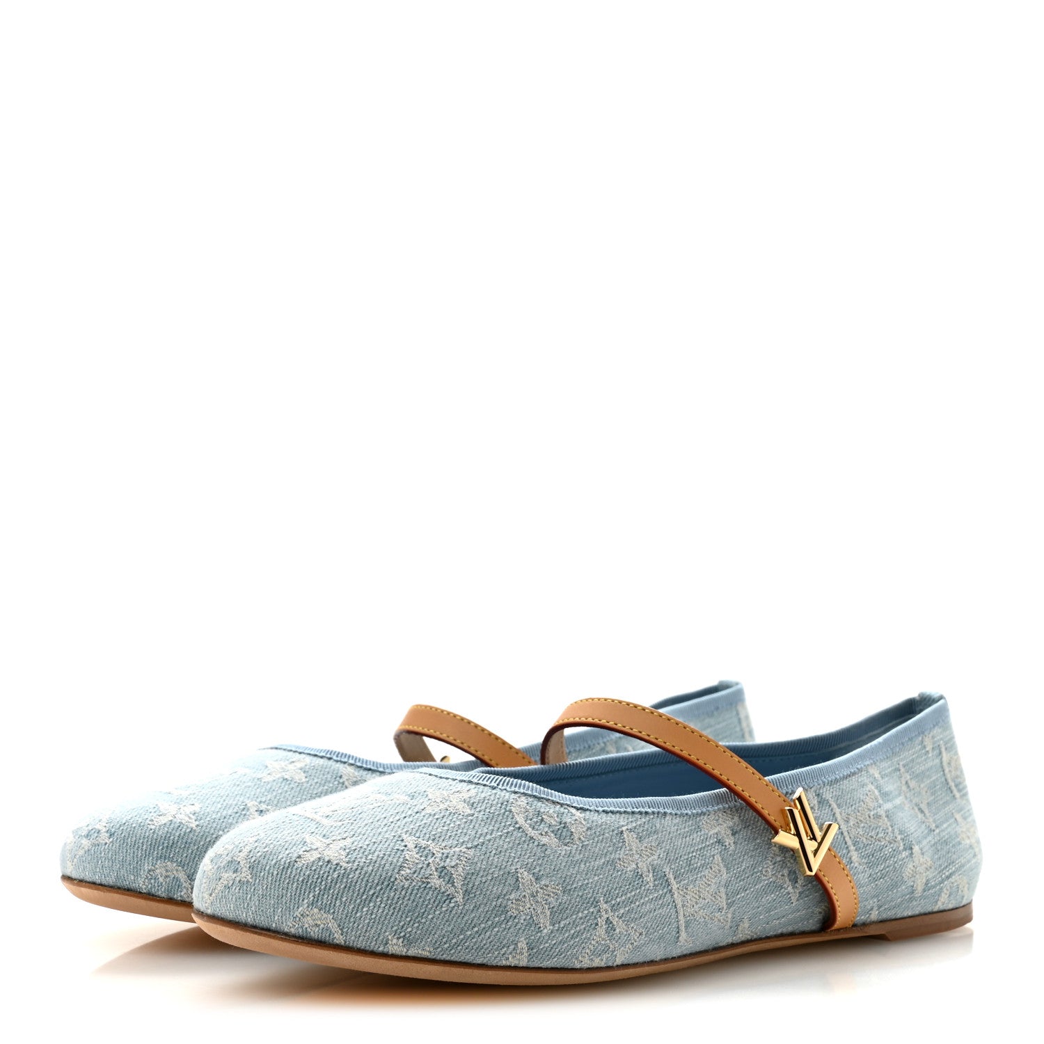 Louis Vuitton Denim Monogram Romy Flat Ballerinas 41 Blue 4 of 9