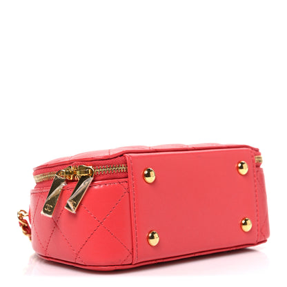 Chanel Lambskin Quilted Small Chic Riviera Top Handle Vanity Case Red 4 of 10