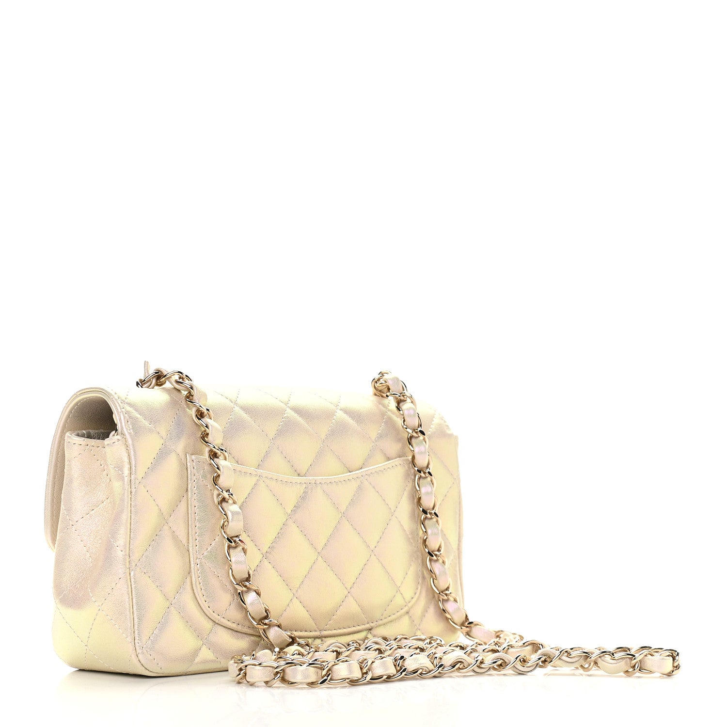 Chanel Iridescent Lambskin Quilted Mini Rectangular Flap Ivory 3 of 9