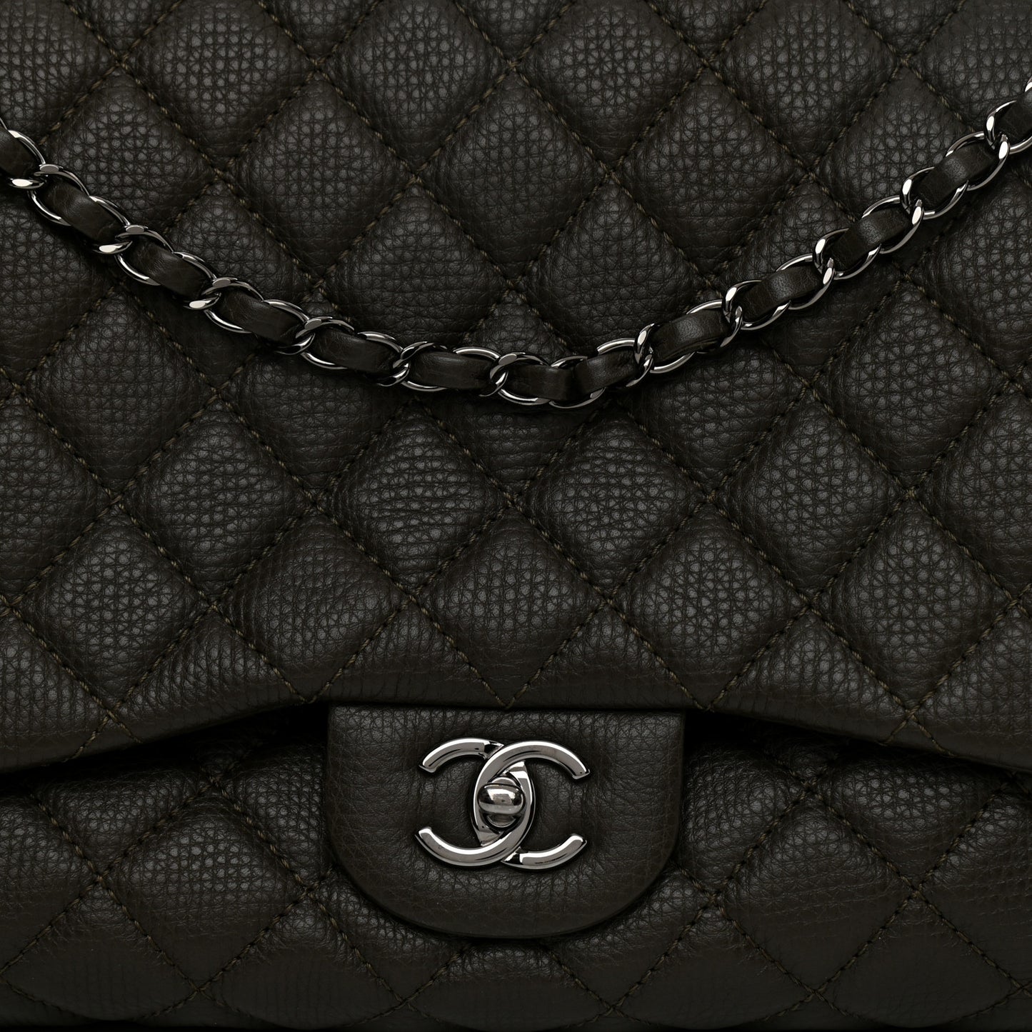 Calfskin Quilted Small XXL Travel Flap Bag Grey