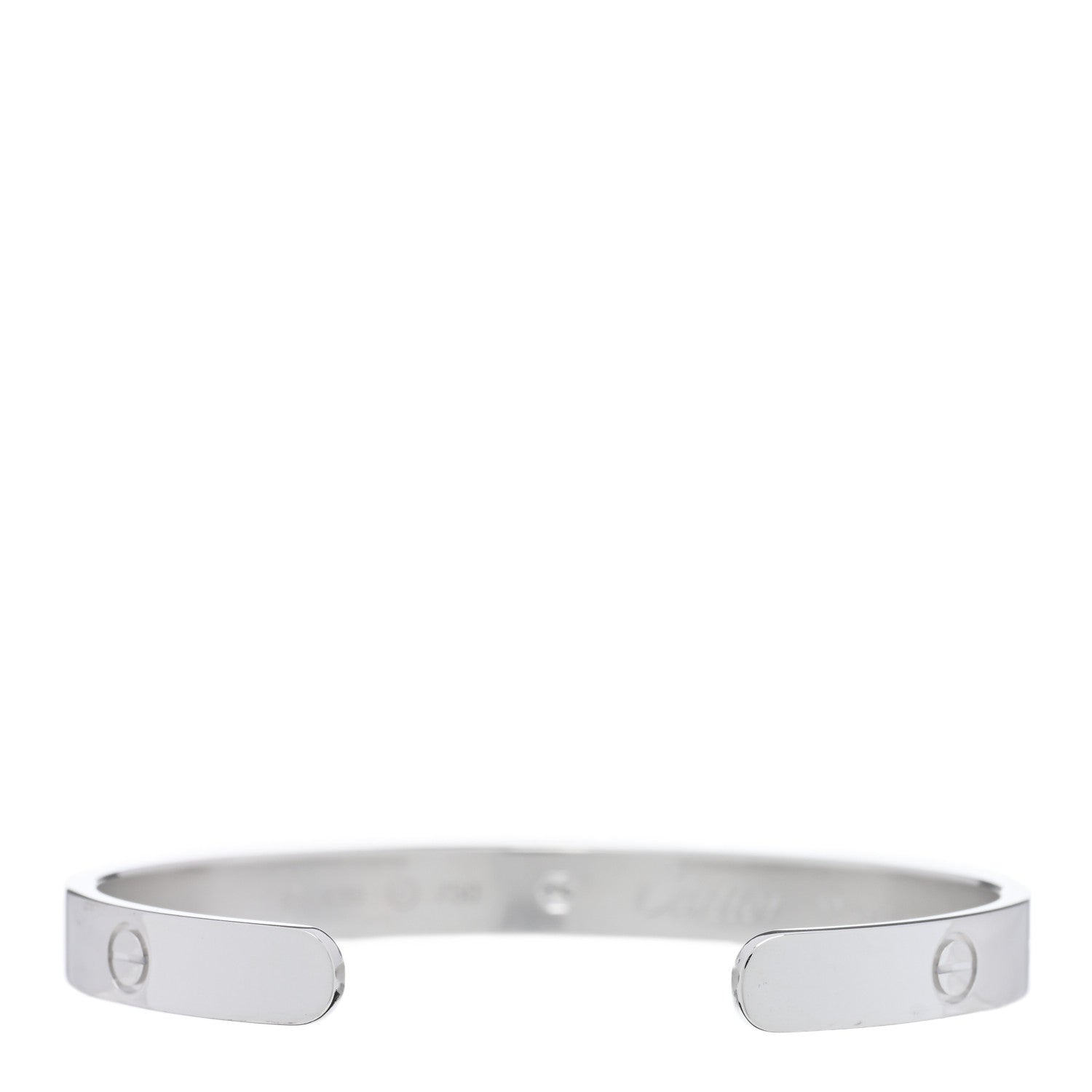 Cartier 18K White Gold 1 Diamond LOVE Cuff Bracelet 17 2 of 3