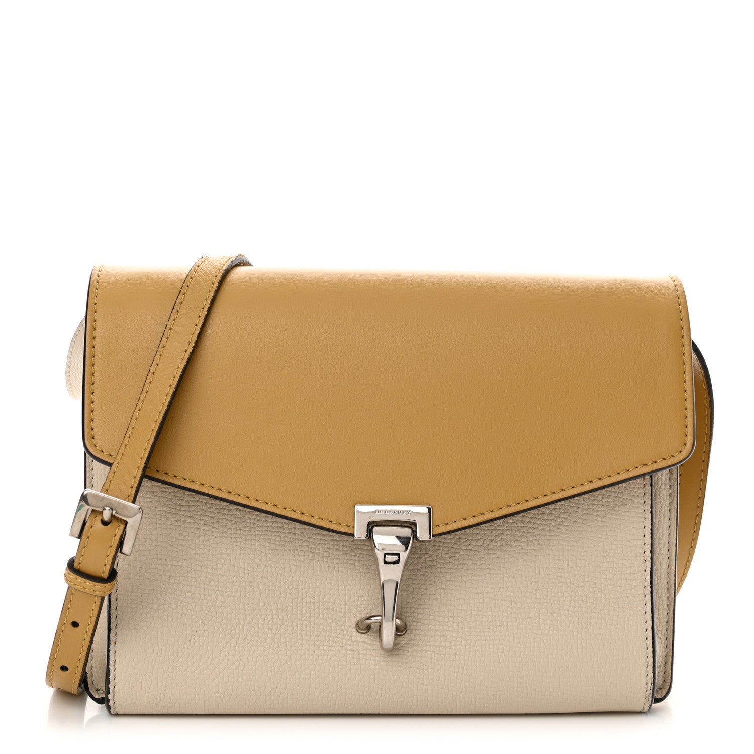 Burberry Derby Calfskin Bi-Color Small Macken Crossbody Bag Limestone Cornflower Yellow 1 of 16