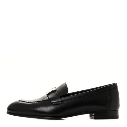Hermes Goatskin Womens Paris Loafers 36.5 Black 1 of 9