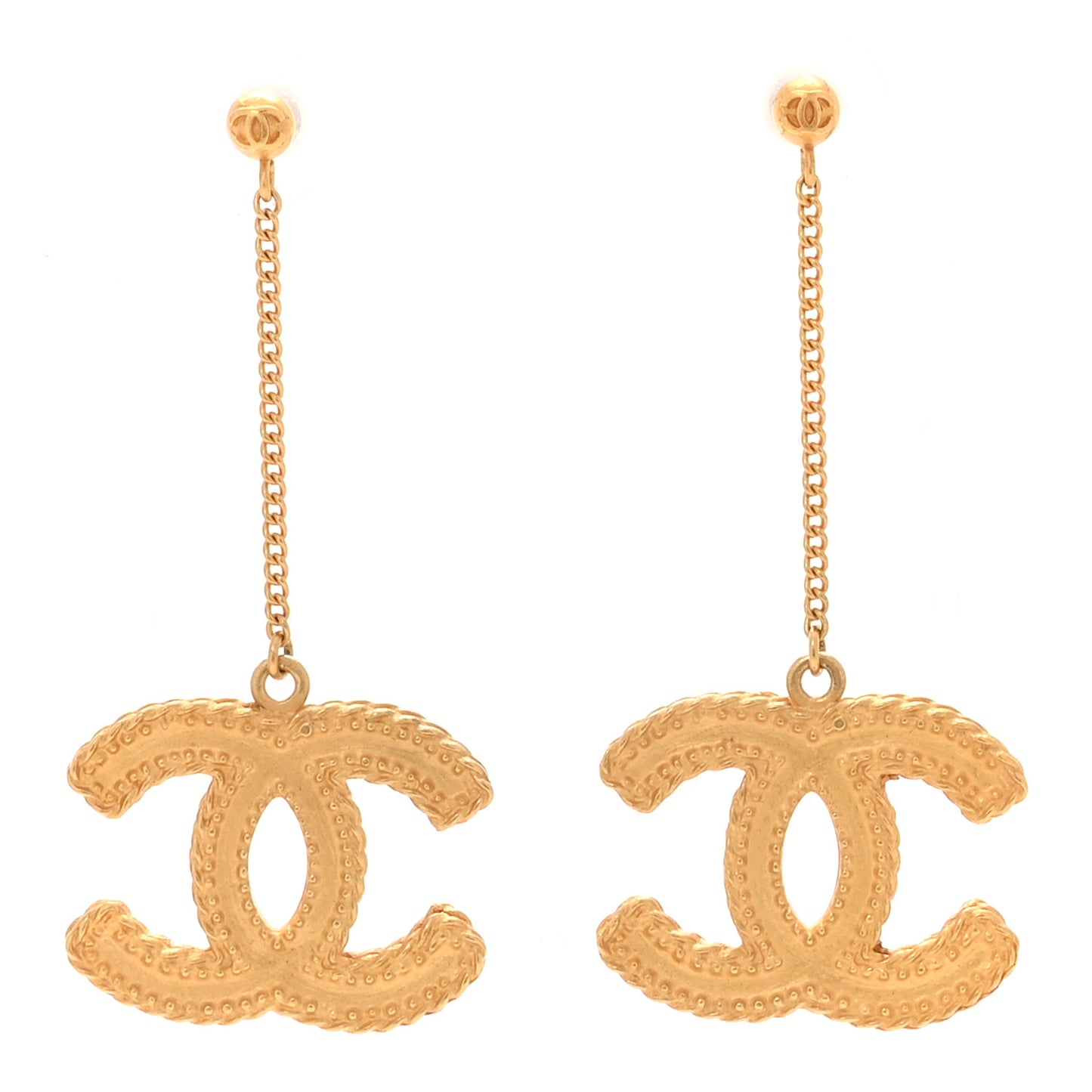 CC Drop Earrings Matte Gold