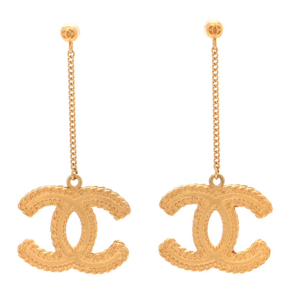 Chanel CC Drop Earrings Matte Gold 1 of 5