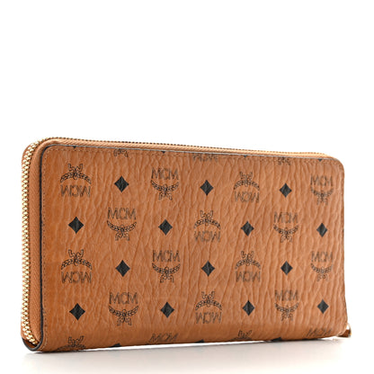 MCM Visetos Large Zip Around Wallet Cognac 3 of 8