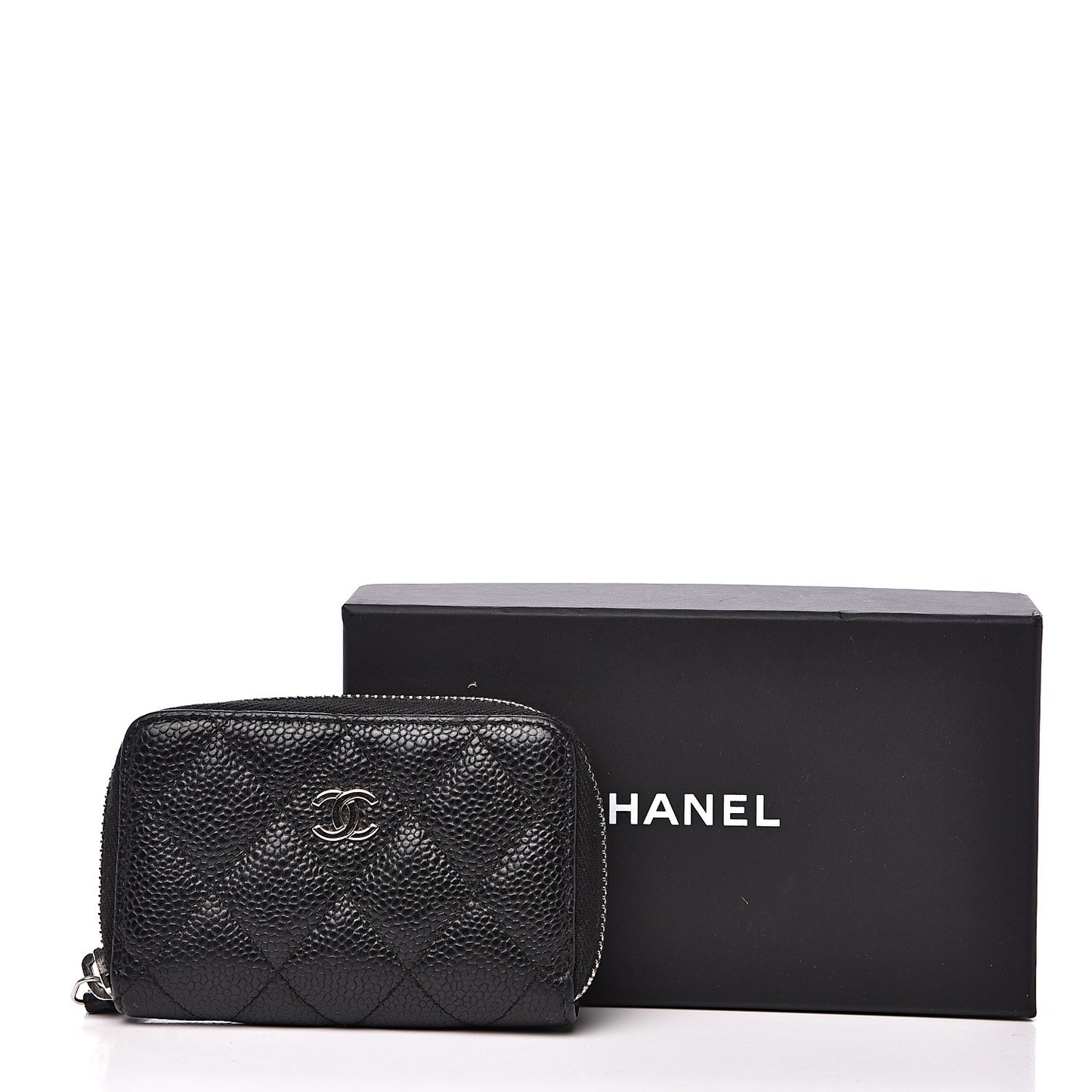 Caviar Quilted Zip Coin Purse Black