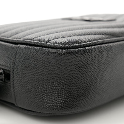Saint Laurent Grain De Poudre Matelasse Monochrome Monogram Mini Lou Camera Bag Black 9 of 10