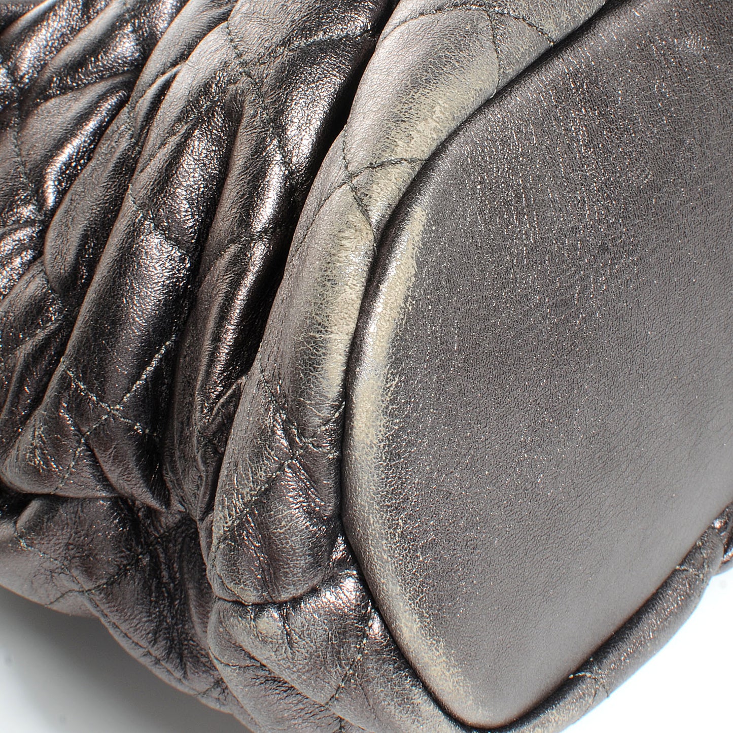 Lambskin Quilted Sharpei Flap Dark Silver