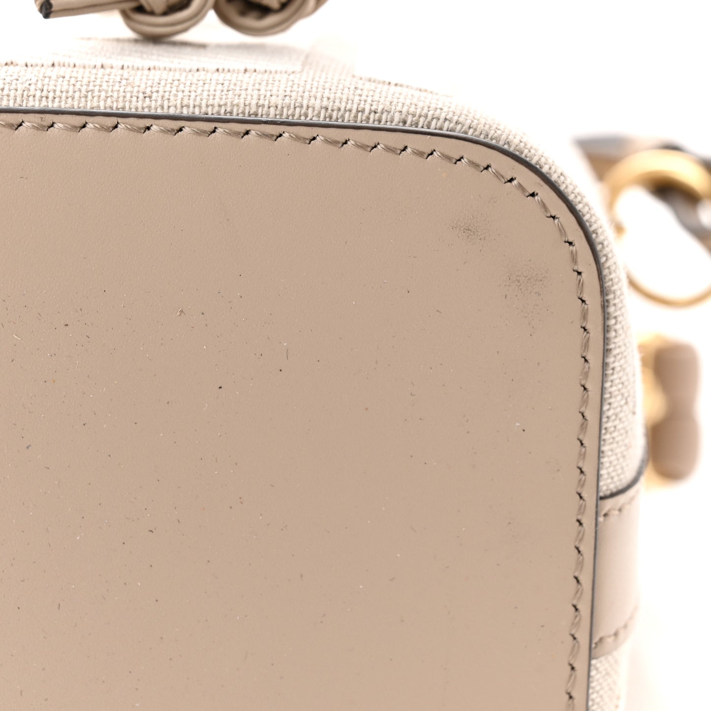 Canvas Nappa F is Fendi FF Embroidered Mini Mon Tresor Bucket Bag Grezzo White Nuvola