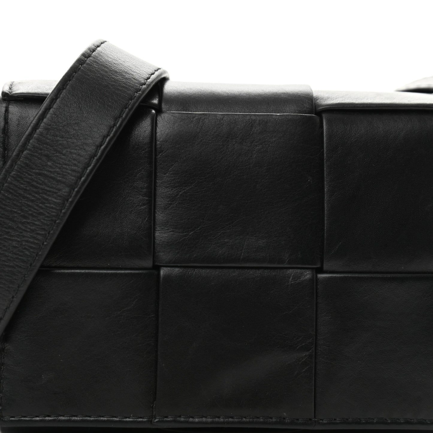 Lambskin Maxi Intrecciato Extra Mini Cassette Crossbody Bag Black