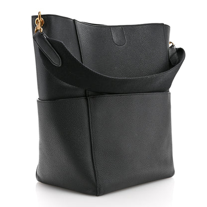 Celine Soft Grained Calfskin Sangle Bucket Bag Black 3 of 11