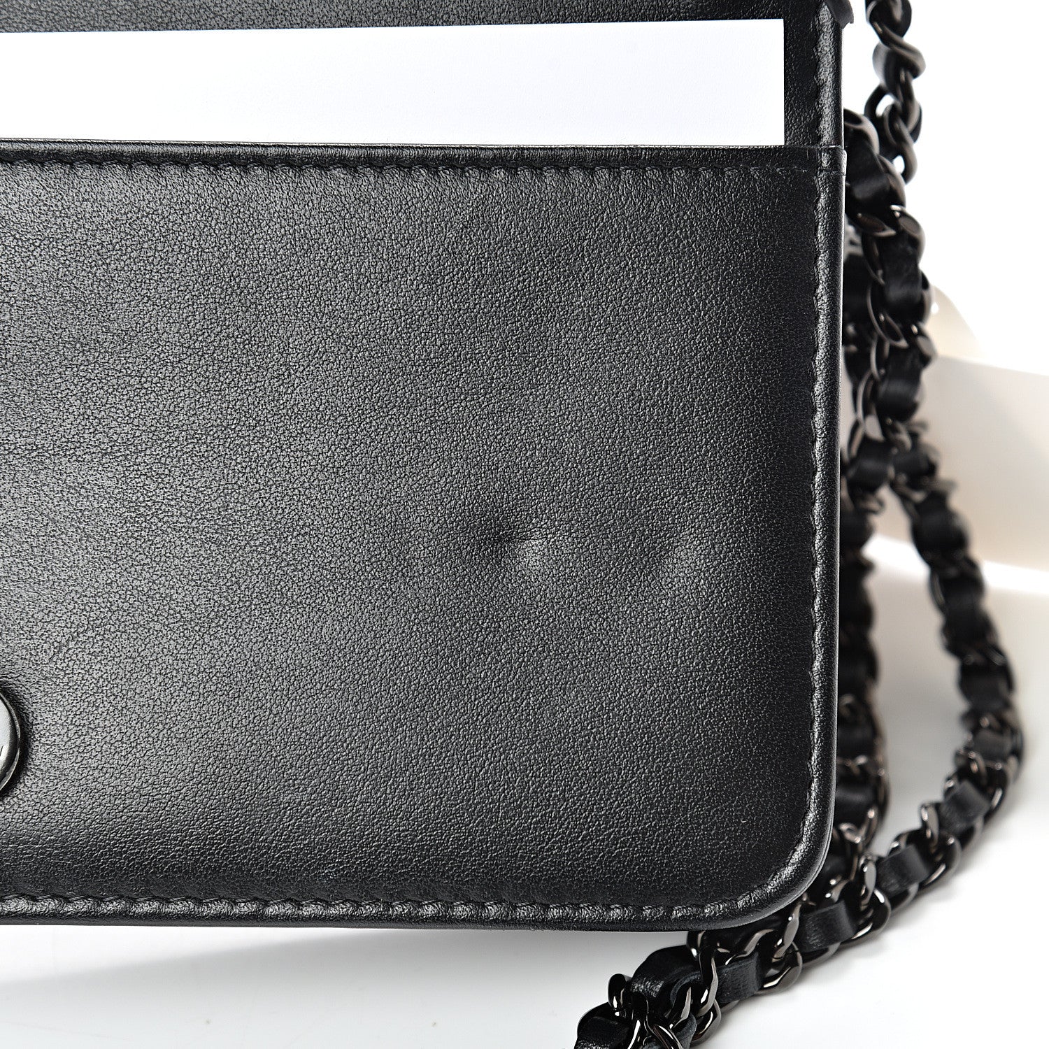 Chanel Aged Calfskin Chevron Quilted Gabrielle Wallet On Chain WOC Black 11 of 16