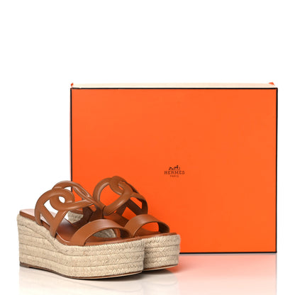 Hermes Nappa Ithea Espadrille Wedge Sandals 38 Naturel 11 of 11