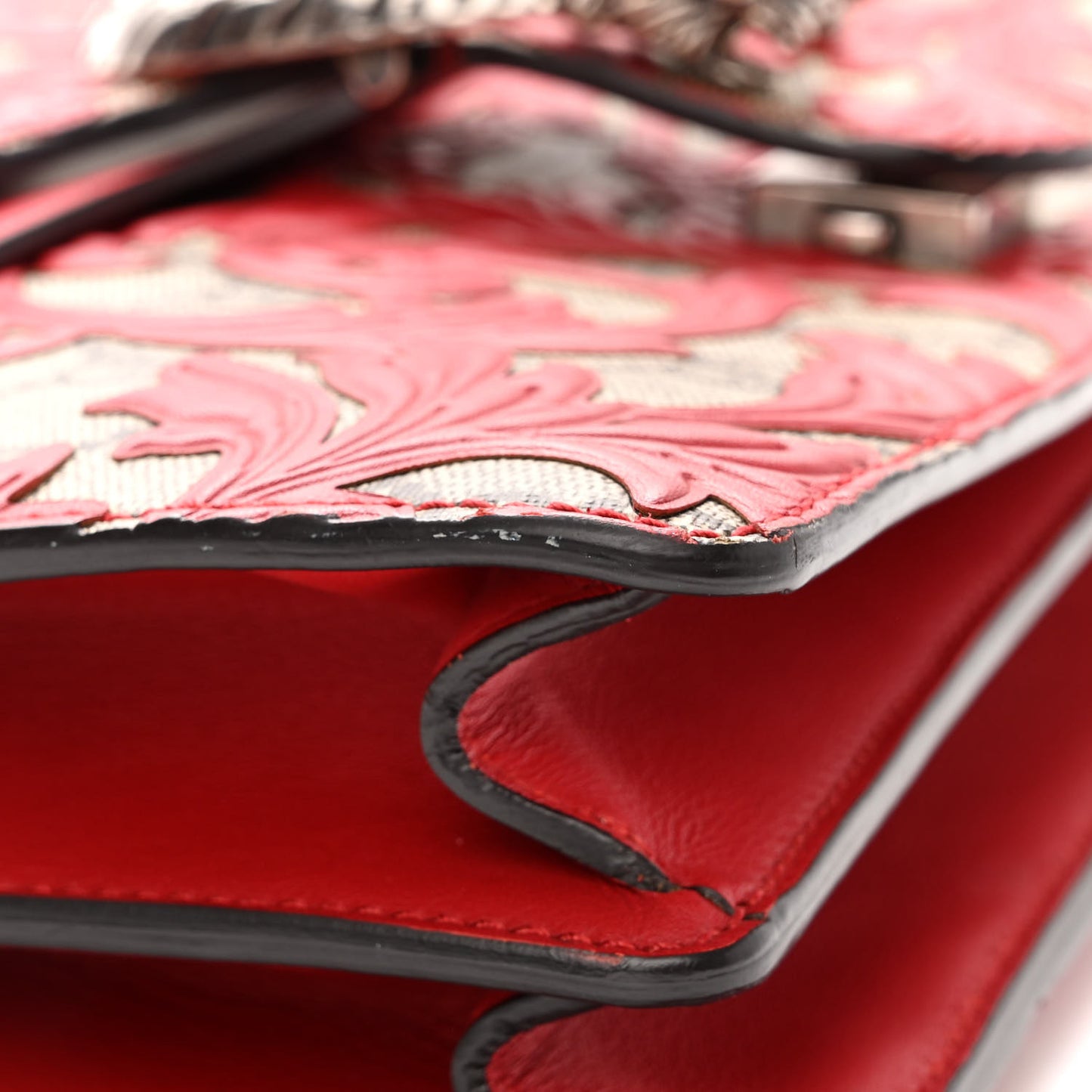 GG Supreme Monogram Arabesque Medium Dionysus Shoulder Bag Hibiscus Red