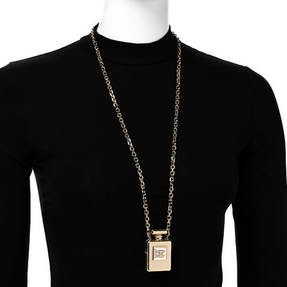 Chanel Metal Pearl Perfume Bottle CC Locket Necklace Gold 2 of 7