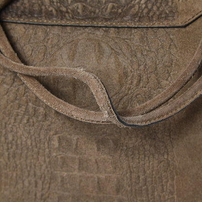 Alexander Wang Suede Crocodile Embossed Prisma Skeletal Tote Bag Brown 14 of 14