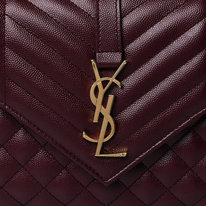 Saint Laurent Grain De Poudre Textured Mixed Matelasse Medium Triquilt Monogram Satchel Rouge Legion 6 of 8