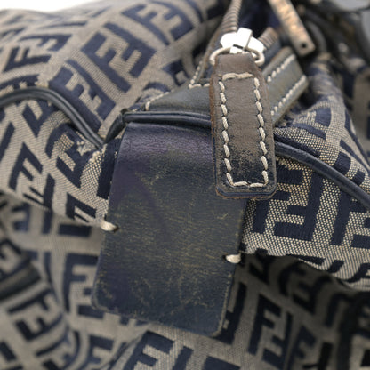 Fendi Zucchino Mini Boston Satchel Navy 10 of 11