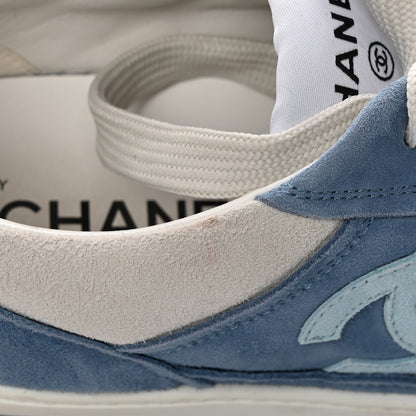 Chanel Suede Kidskin Womens CC Sneakers 39 White Blue 15 of 15