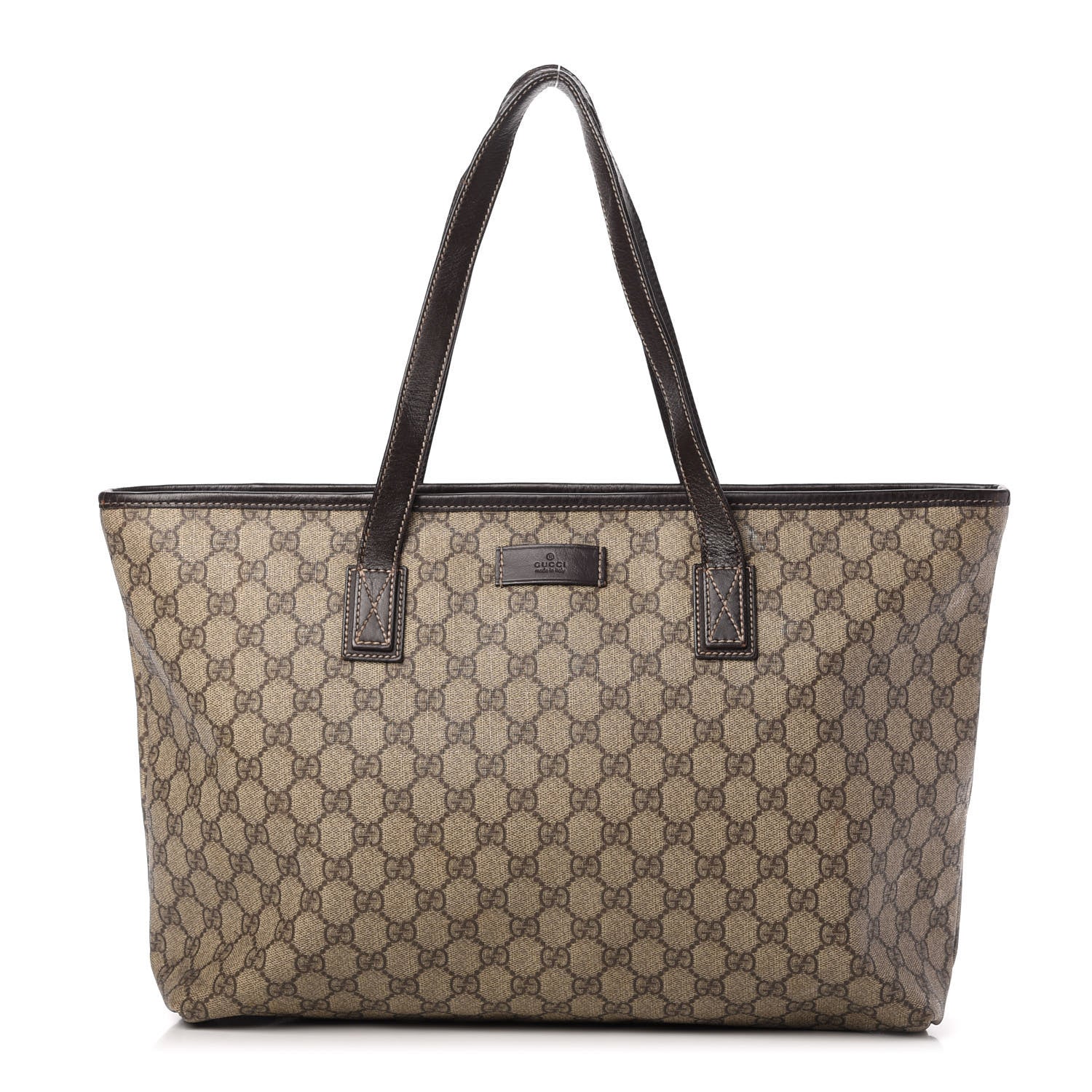 Gucci GG Supreme Monogram Medium Zippered Shopping Tote Dark Brown 1 of 19