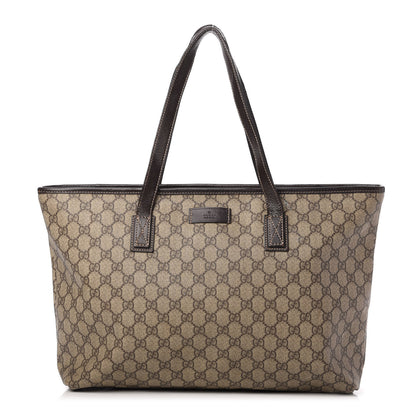 Gucci GG Supreme Monogram Medium Zippered Shopping Tote Dark Brown 1 of 19
