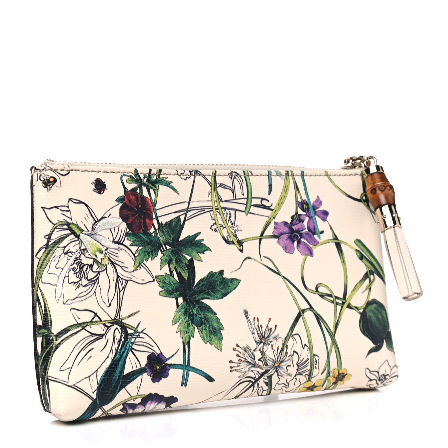 Gucci Calfskin Flora Infinity Small Zip Pouch White 2 of 4
