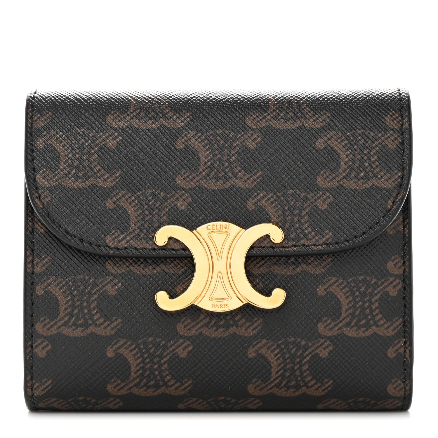 Celine Triomphe Canvas Small Triomphe Wallet Tan 1 of 9