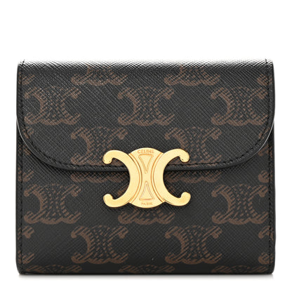 Celine Triomphe Canvas Small Triomphe Wallet Tan 1 of 9