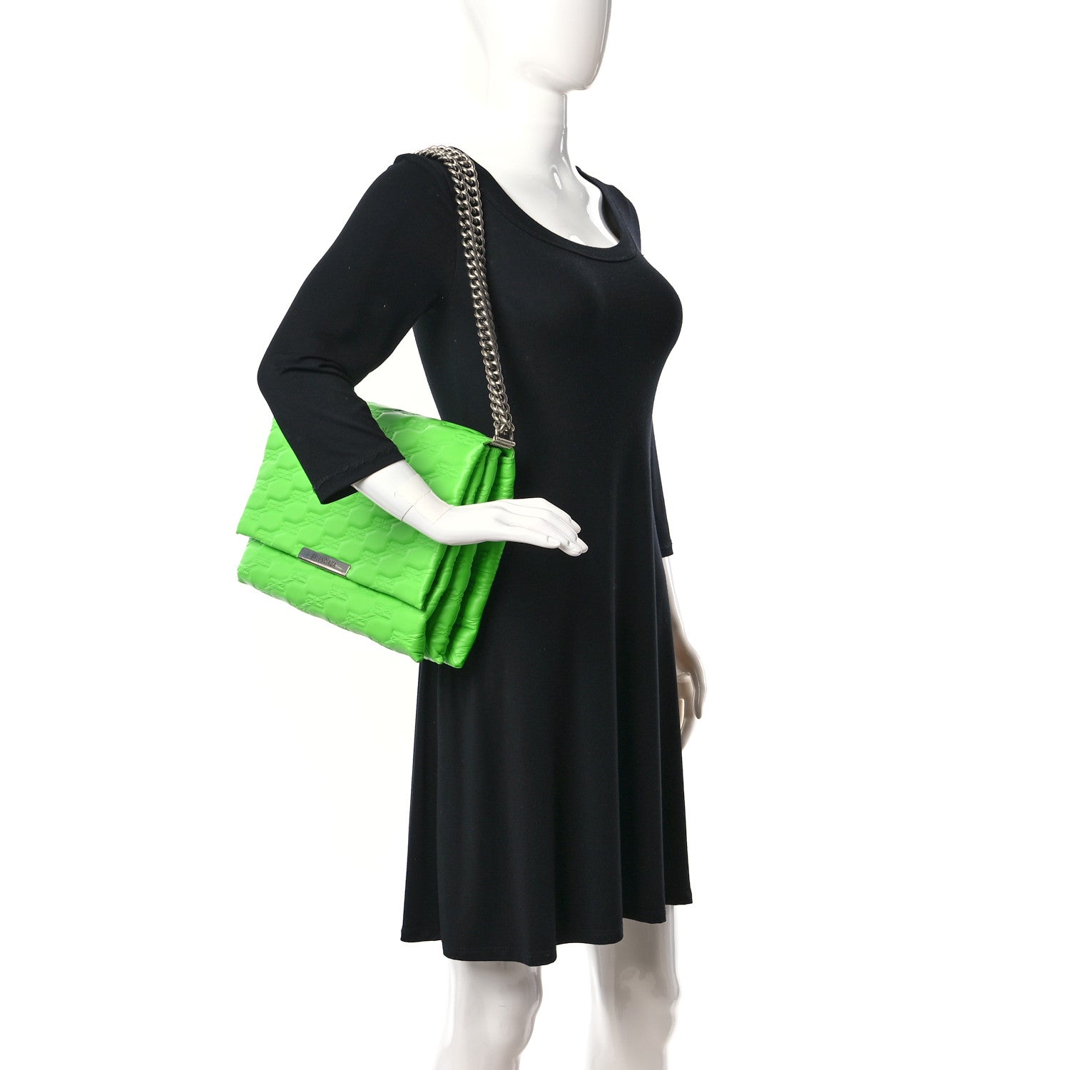 Balenciaga Nappa BB Monogram Embossed XL Triplet Bag Acid Green 2 of 9