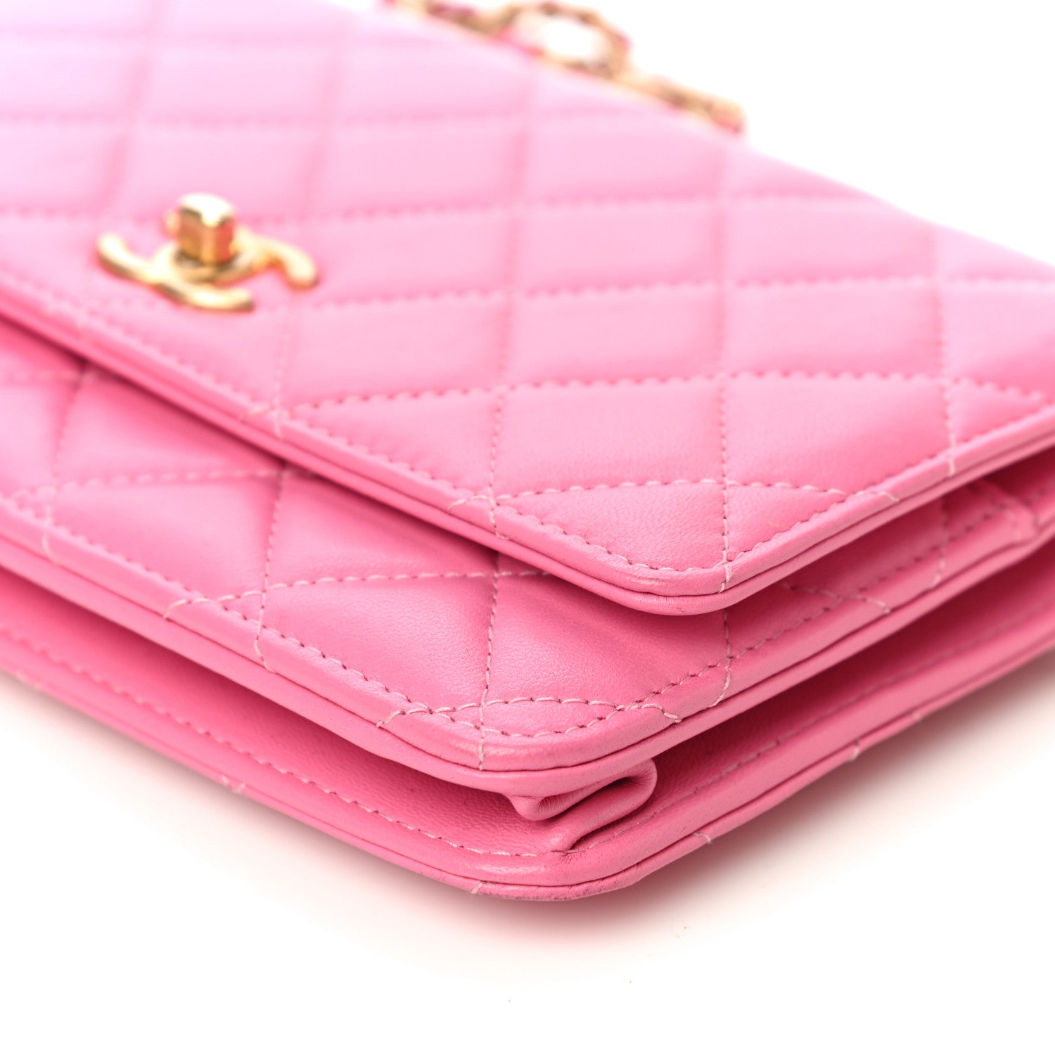 Chanel Lambskin Quilted CC Pearl Crush Wallet on Chain WOC Pink 10 of 18