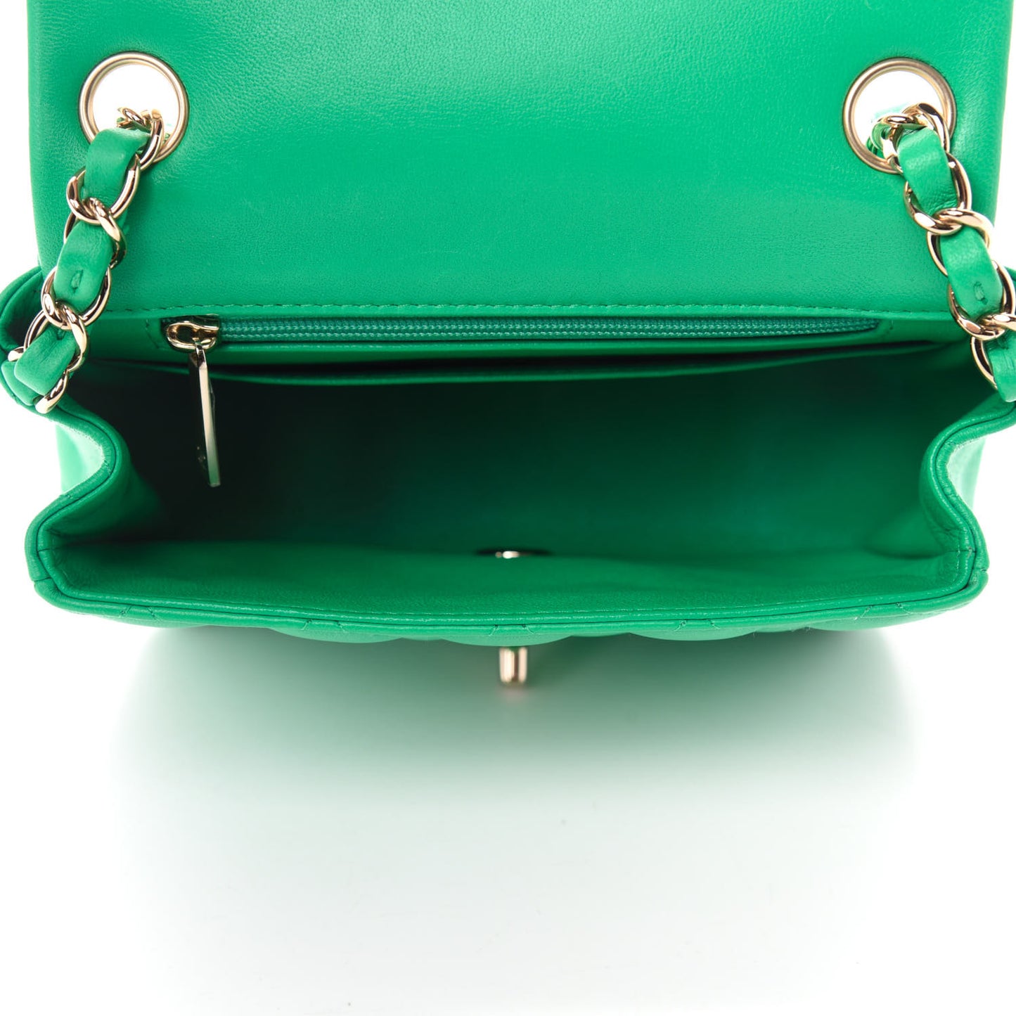 Lambskin Quilted Mini Square Flap Green
