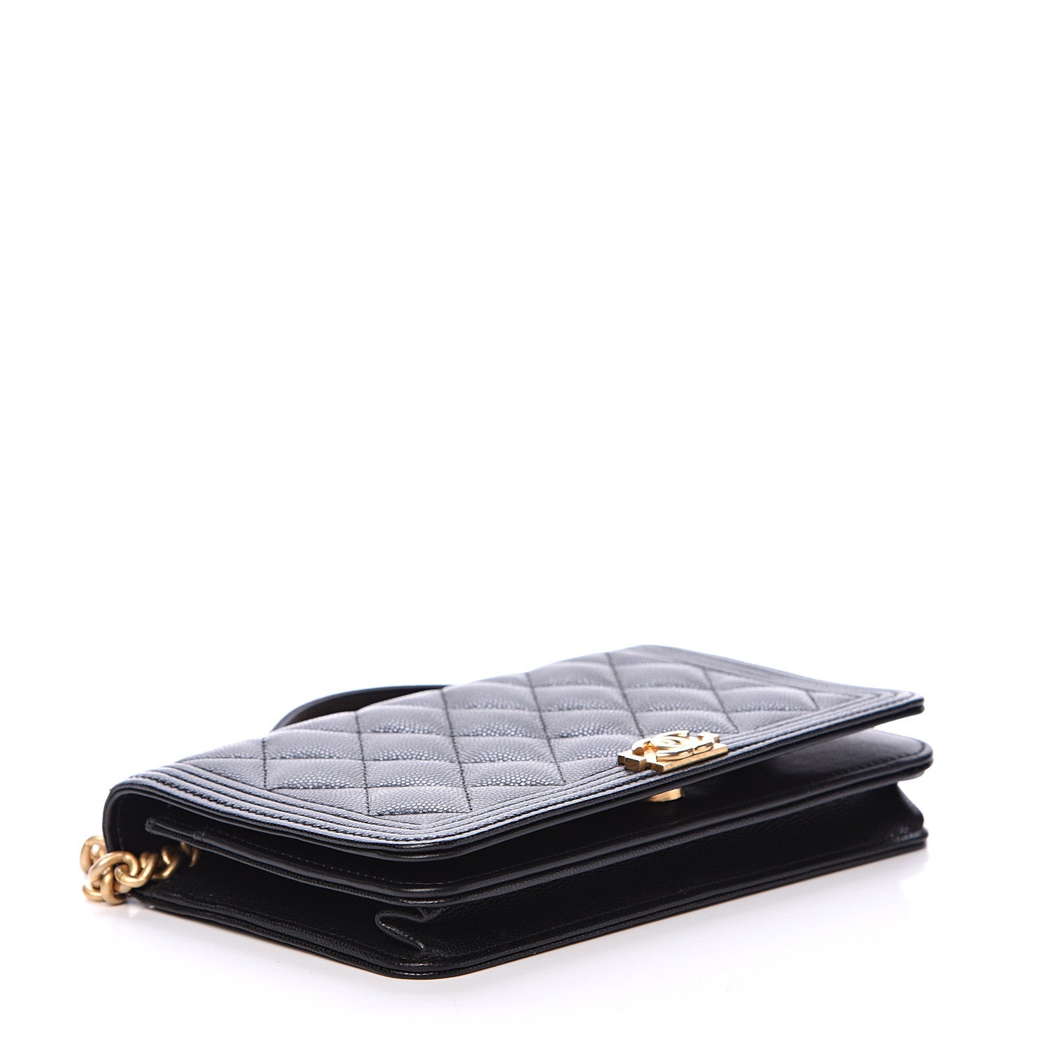 Chanel Caviar Quilted Boy Wallet On Chain WOC Black 3 of 12