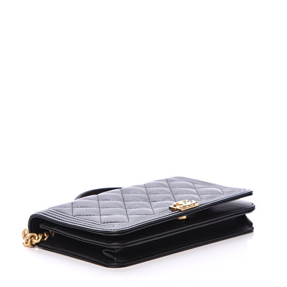 Chanel Caviar Quilted Boy Wallet On Chain WOC Black 3 of 12