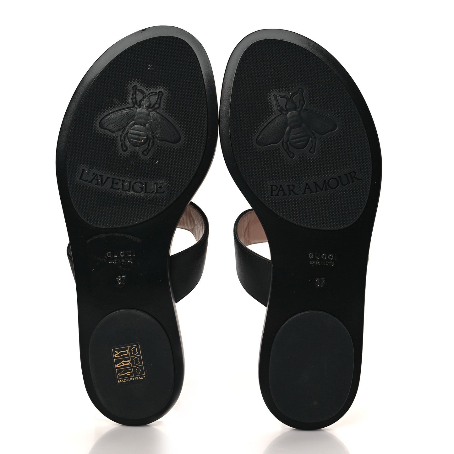 Calfskin GG Marmont Thong Sandals 37 Black