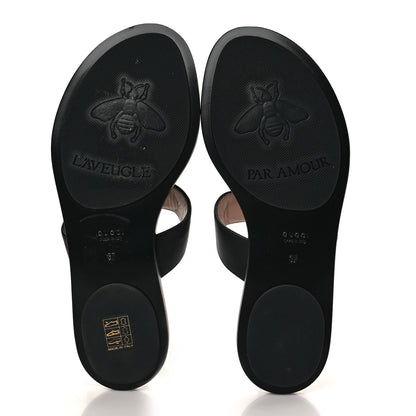 Gucci Calfskin GG Marmont Thong Sandals 37 Black 5 of 7