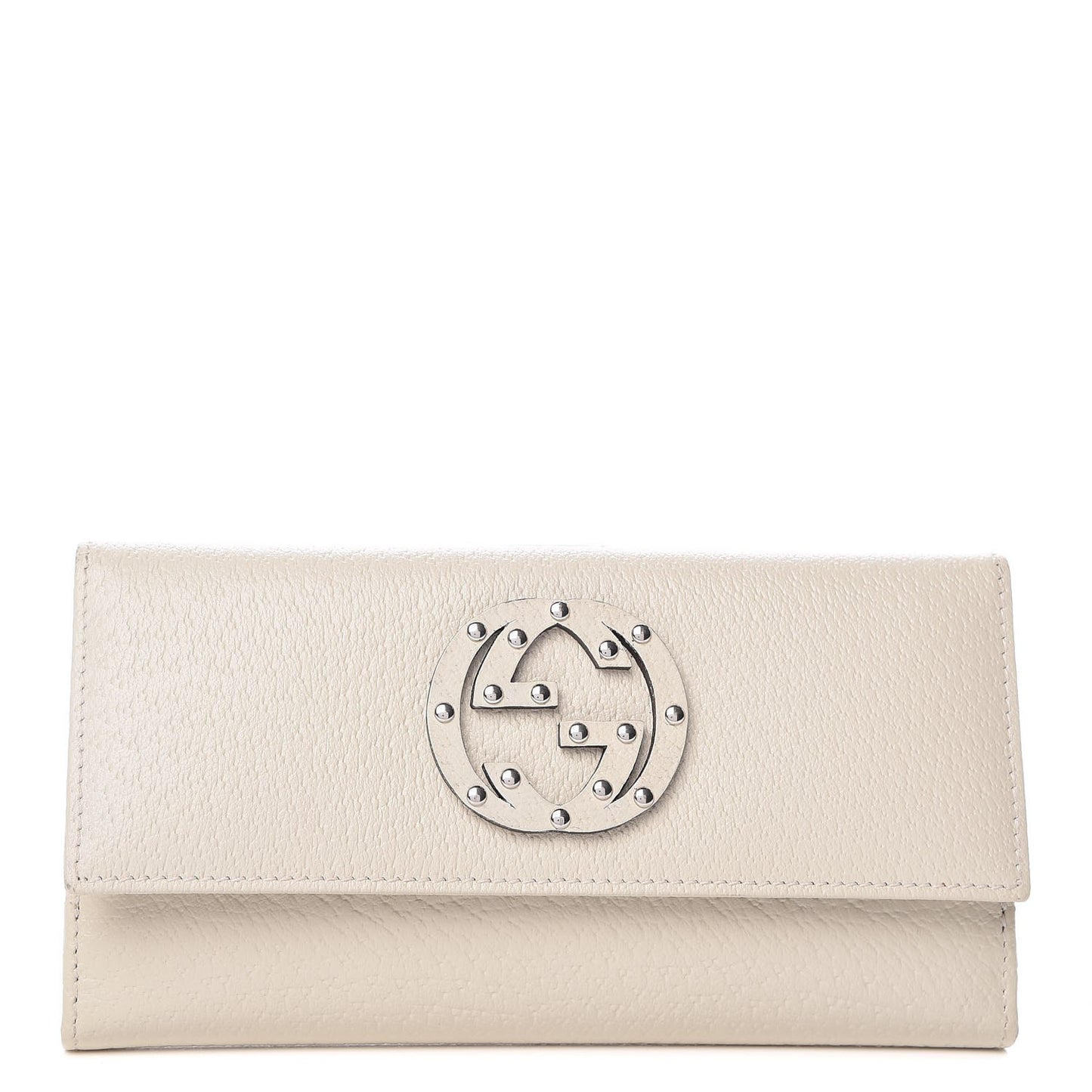 Calfskin Studded Soho Continental Wallet White