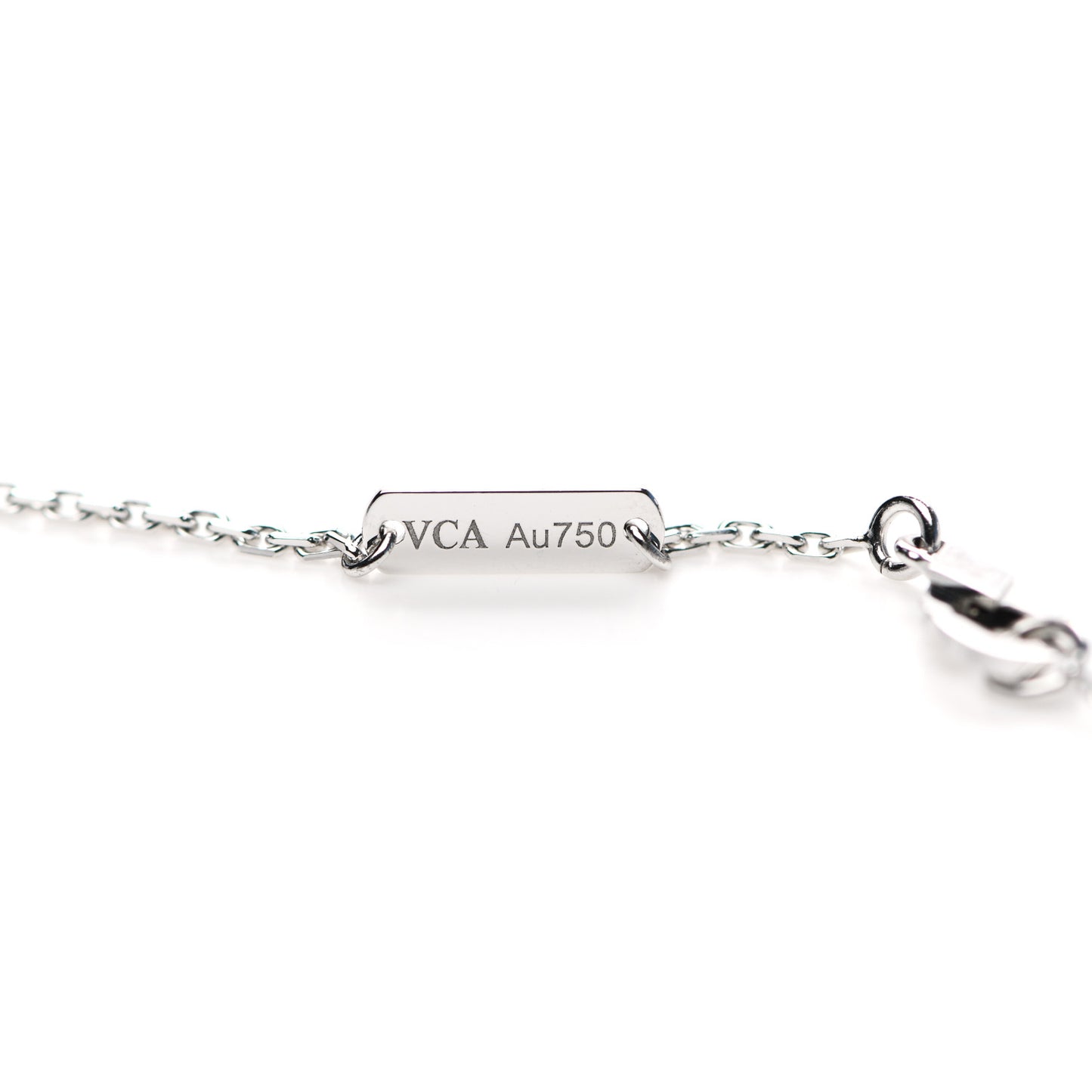 18K White Gold Mother of Pearl Vintage Alhambra Pendant Necklace