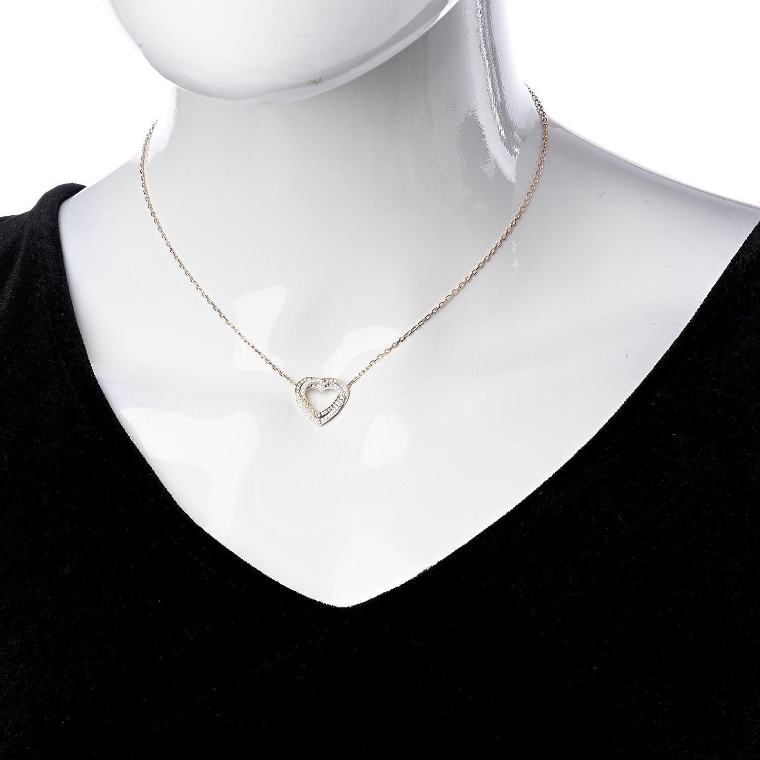 Cartier 18K Pink Yellow White Gold Diamond Trinity Heart Paved Pendant Necklace 2 of 4