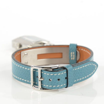 Hermes Stainless Steel Courchevel 20mm Kelly Cadena Quartz Watch Blue Jean 6 of 12