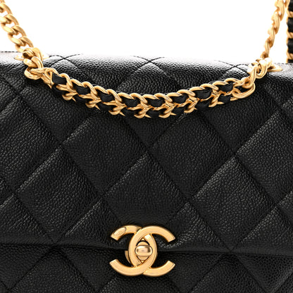 Chanel Shiny Caviar Quilted Chain Melody Backpack Black 8 of 14